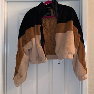 Faux fur crop jacket
